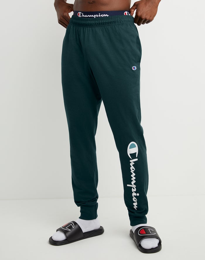 Champion Mens Joggers NZ - Classic Jersey Script Logo Dark Green ( 0815-STNDX )